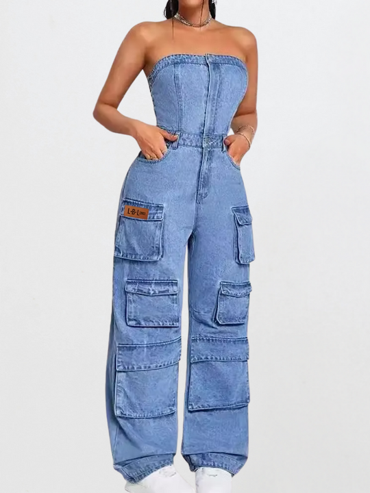 Raw Denim Romper – Women’s Strapless Denim Jumpsuit