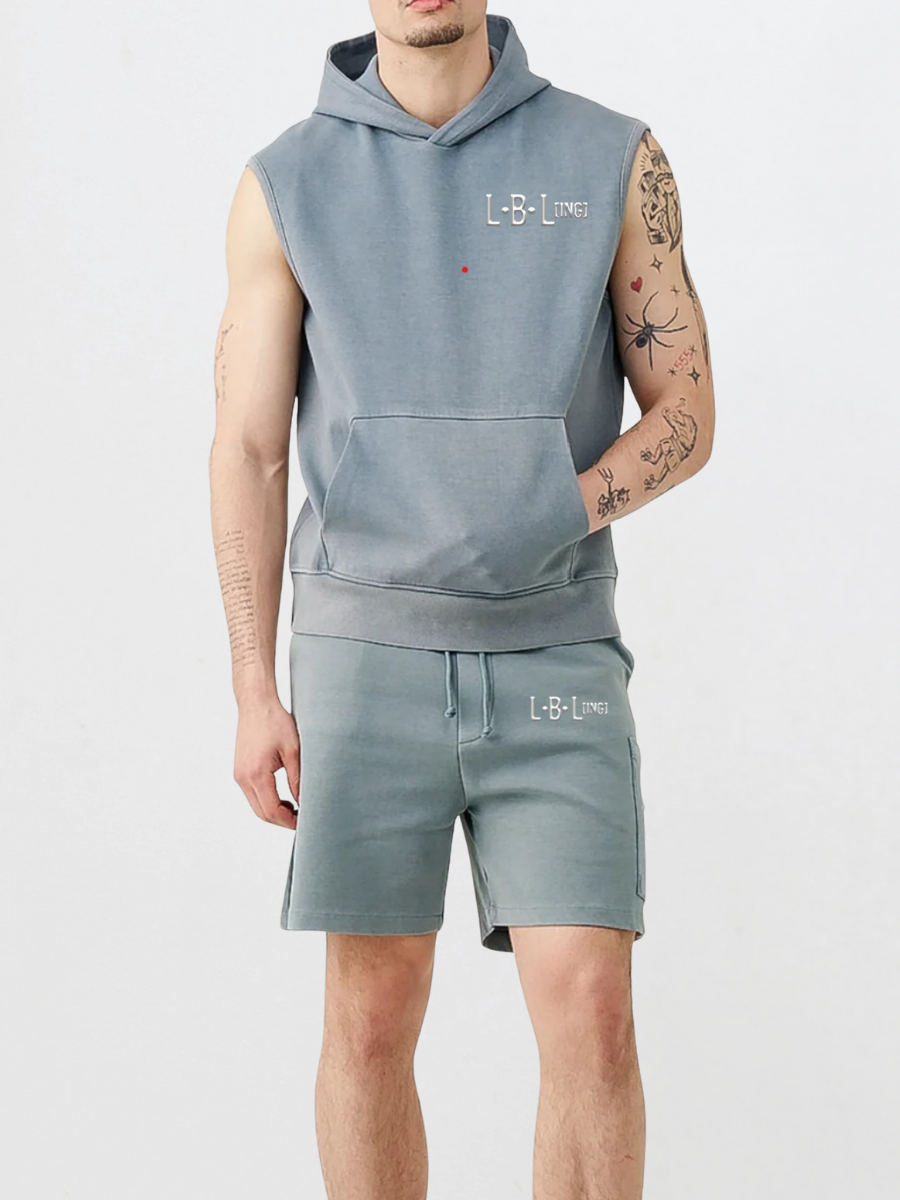 Off-Duty Hooded Set – Sleeveless Hoodie & Shorts Lounge Set