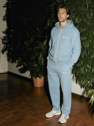 Embroidered Two-Way Zip Garment Dyed French Terry Sweatsuit