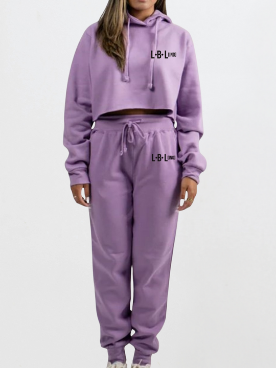 Threaded Two-Piece Crop Set – Women’s Cropped Sweatshirt & Jogger Set