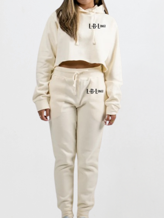 Threaded Two-Piece Crop Set – Women’s Cropped Sweatshirt & Jogger Set