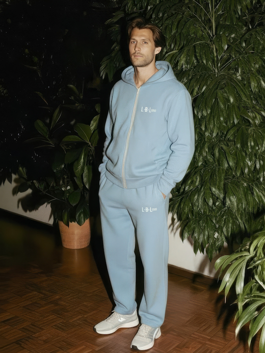 Embroidered Two-Way Zip Garment Dyed French Terry Sweatsuit